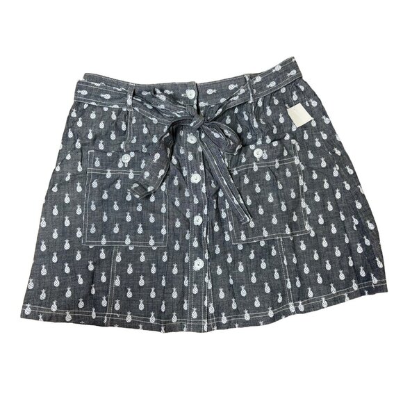 Keds Womens Soft Rinse Pineapple Print Skirt With Pockets & Adjustable Waist L - Picture 1 of 4